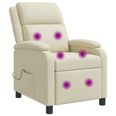 vidaXL Masážne relaxačné kreslo Krémová Umelá koža