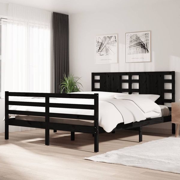 vidaXL Posteľný rám čierny borovicový masív 160x200 cm