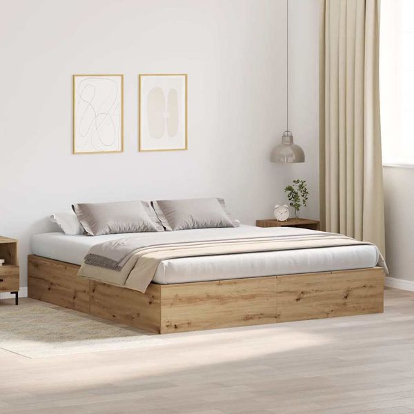 vidaXL Rám postele s úložným prostorem Remeselný dub 180 x 200 cm