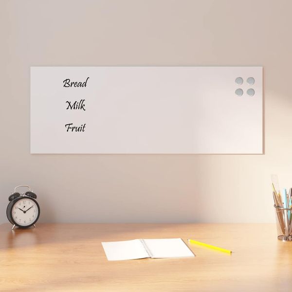 vidaXL Nástenná magnetická tabuľa biela 80x30 cm tvrdené sklo