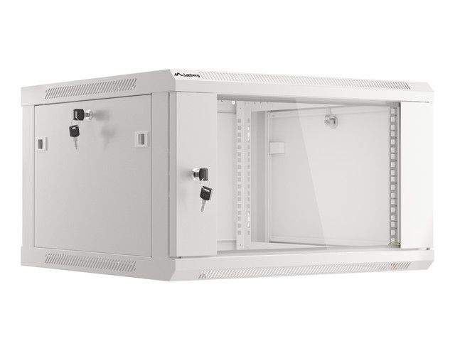 LANBERG 19'' RACKOVÁ SKRIŇA PRO MONTÁŽ NA STENU 6U/600X600 (FLAT PACK) S PROSKLENÝMI DVERAMI ŠEDÁ V2