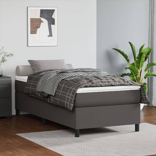 vidaXL Posteľný rám s boxspringom sivá 100x200 cm umelá koža
