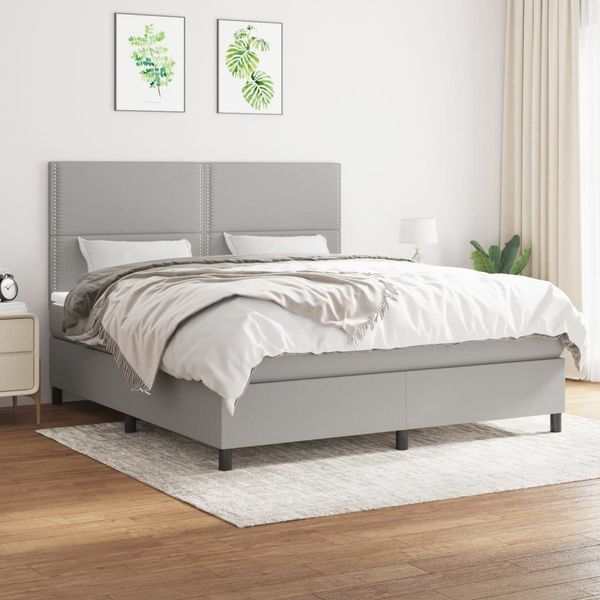 vidaXL Boxspring posteľ s matracom svetlosivá 100x200 cm látka