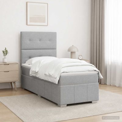 vidaXL Posteľ boxspring s matracom Svetlosivá Jednoduchý Látka