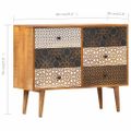 vidaXL Komoda s tlačeným vzorom 90x30x70 cm masívne mangovníkové drevo