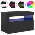 vidaXL TV skrinka s LED svetlami lesklá čierna 60x35x40 cm