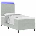 vidaXL LED box s pružinami Svetlosivá 90 x 190 cm Zamat