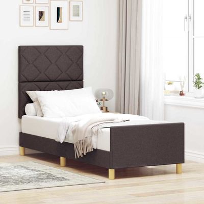 vidaXL Rám postele s čelnou doskou Tmavo hnedá 80 x 200 cm látka