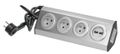 ORNO VIRONE FS-4 Povrchová rohová zásuvka 3x 230V, 2xUSB, 1,5m kábel, nerez