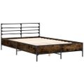 vidaXL Posteľný rám dymový dub 135x190 cm kompozitné drevo a kov