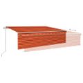 vidaXL Automatická markíza tienidlo&LED&senzor vetra oranžovo-hnedá