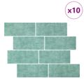vidaXL Subway dlažba 10 ks Šedá zelená 29 x 21 cm Polyuretán a PET