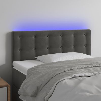 vidaXL Čelo postele s LED tmavosivé 100x5x78/88 cm zamat