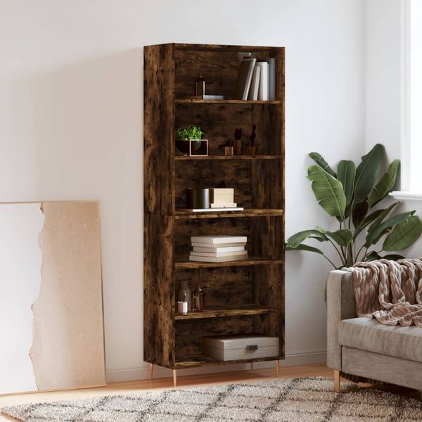 vidaXL Vysoká skrinka dymový dub 69,5x32,5x180 cm kompozitné drevo