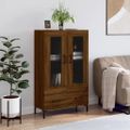 vidaXL Vysoká skrinka hnedá dub 69,5x31x115 cm kompozitné drevo