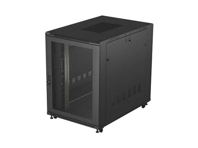 19'' Voľne stojúca racková skriňa 22U 800X1000 čierne sklenené dvere lcd lanberg (flat pack) V2