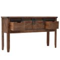 vidaXL Konzolový stolík z jedľového dreva 131x35,5x75 cm hnedý