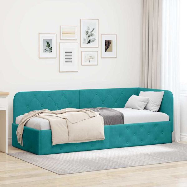 vidaXL Rohový rám postele Tyrkysová 80 x 200 cm Zamat