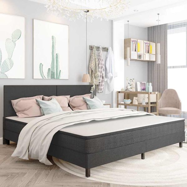 vidaXL Rám na boxspring posteľ, sivý, látka 200x200 cm
