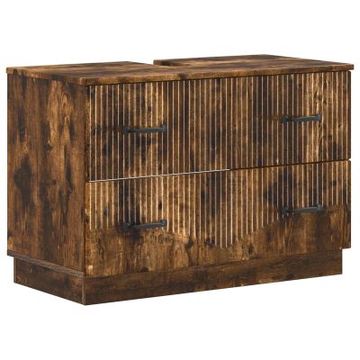 vidaXL Kúpeľňová skrinka pod umývadlo HOORN Dymový dub 82 x 41 x 56 cm