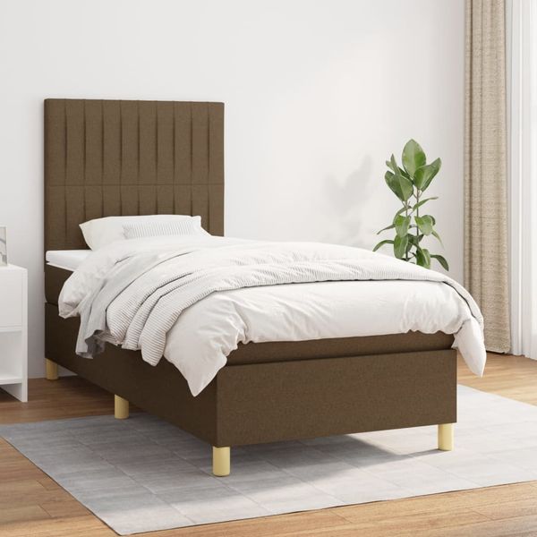 vidaXL Posteľný rám boxsping s matracom hnedý 80x200 cm látka