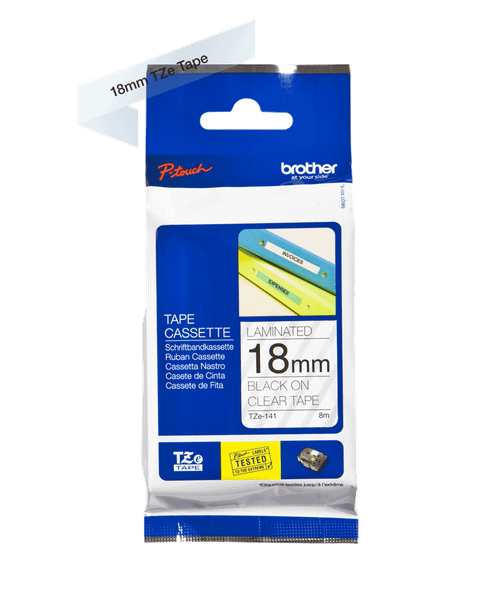 Brother - Originálna kazeta s páskou TZE-141, čierna na prehliadateľnú, šírka 18 mm