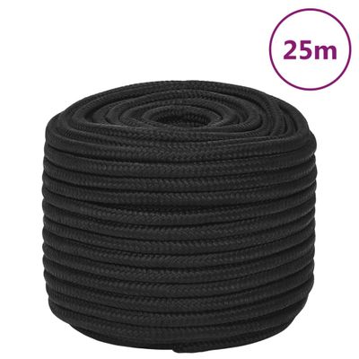 vidaXL Lodné lano čierne 12 mm 25 m polypropylén
