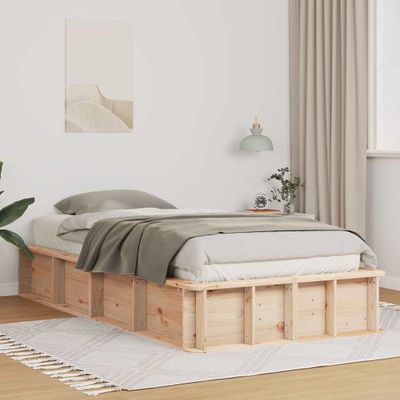 vidaXL Rám postele Hnedá 90 x 190 cm Masívne borovicové drevo