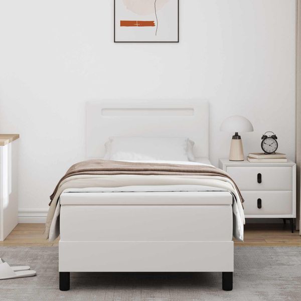 vidaXL Posteľ s pružinovým rámom Biela 100 x 200 cm Umelá koža