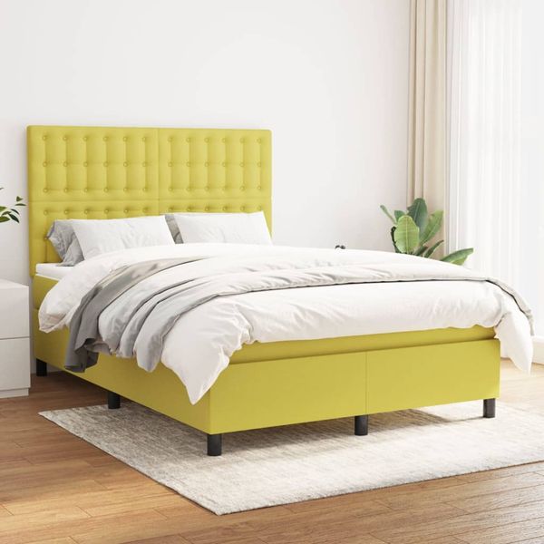 vidaXL Boxspring posteľ s matracom zelená 140x190 cm látka