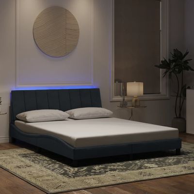 vidaXL Rám postele s LED bez matraca Hankotmavosivý 160x200 cm zamat