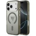 Guess Case Magsafe IML gradientné puzdro s potlačou trojuholníkového loga a striebornými kovovými tlačidlami fotoaparátu pre iPhone 17 Pro Max Khaki