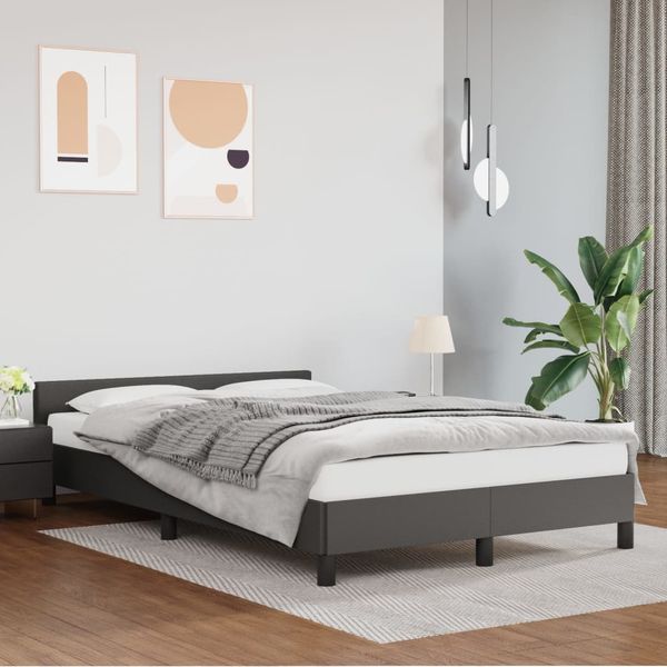 vidaXL Posteľ bez matraca sivá 120x190 cm umelá koža