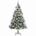 vidaXL Umelý vianočný stromček Zelená a biela 240 cm PVC, kov a plast