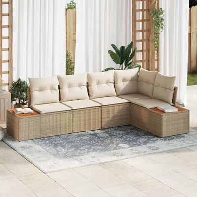 vidaXL Súprava záhradných pohoviek 5 pcs béžová a kremová Poly ratan