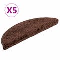 vidaXL Schodové rohože 5 ks 56x17x3 cm hnedé polkruhové