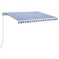 vidaXL Manuálna zaťahovacia markíza s LED diódami 350x250 cm modrá a biela