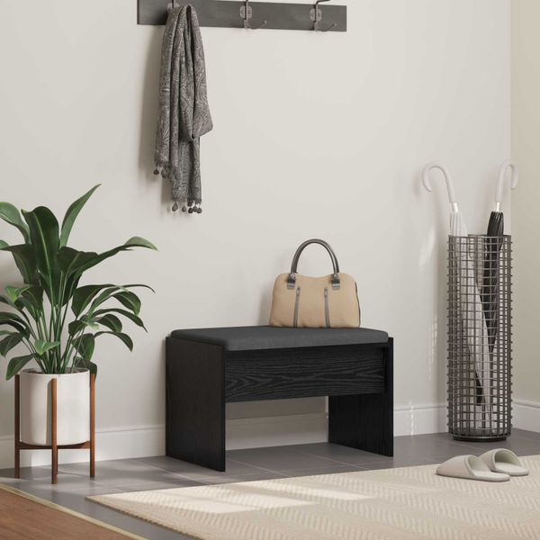 vidaXL Predsieňová lavica s vankúšom Čierny dub 63 x 38 x 40 cm