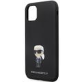 Puzdro Karl Lagerfeld pre iPhone 11 KLHCN61SMHKNPK čierne HC Silicone Ikonik Metal Pin