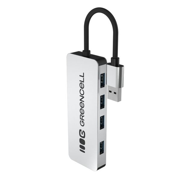 HUB-GC-A4A Green Cell Adaptér Basic HUB USB-A 4v1 (4× USB 3.0) – rýchly prenos až 5 Gb/s, hliníkové