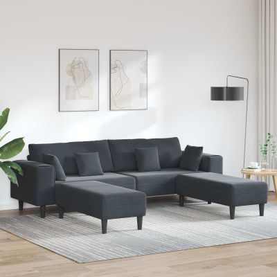 vidaXL Pohovka 3 pcs Tmavo šedá 250 x 188 x 76 cm Zamat