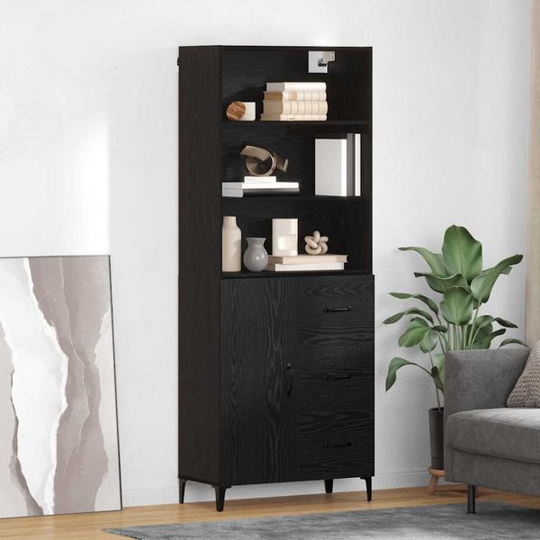 vidaXL Highboard Čierny dub 69,5 x 34 x 180 cm Kompozitné drevo