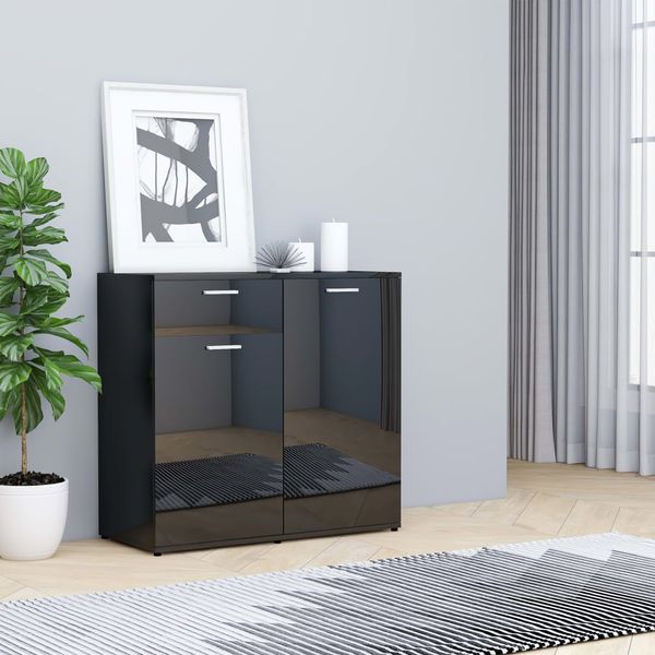 vidaXL Komoda, lesklá čierna 80x36x75 cm, kompozitné drevo