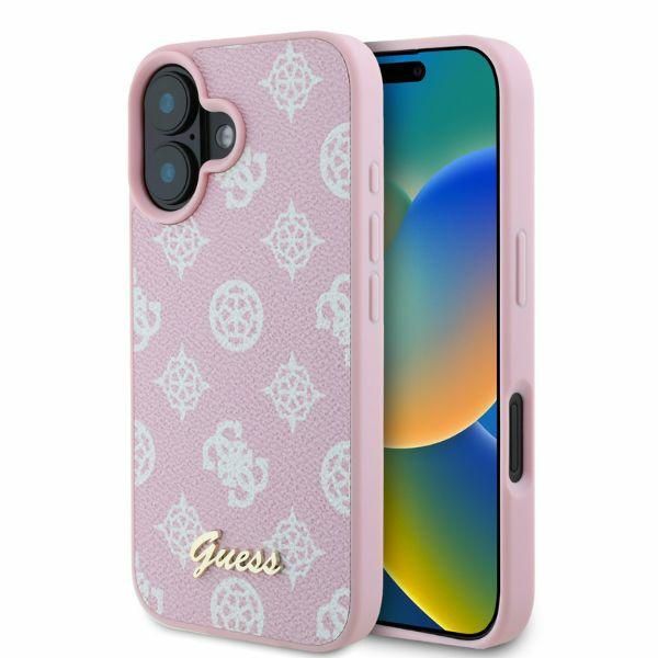 Puzdro Guess pre iPhone 16 6,1" GUHMP16SPGPYSP ružové pevné puzdro Peony Script MagSafe