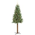 vidaXL Úzky vianočný stromček s 300 LED-i so stojanom Zelená 210 cm