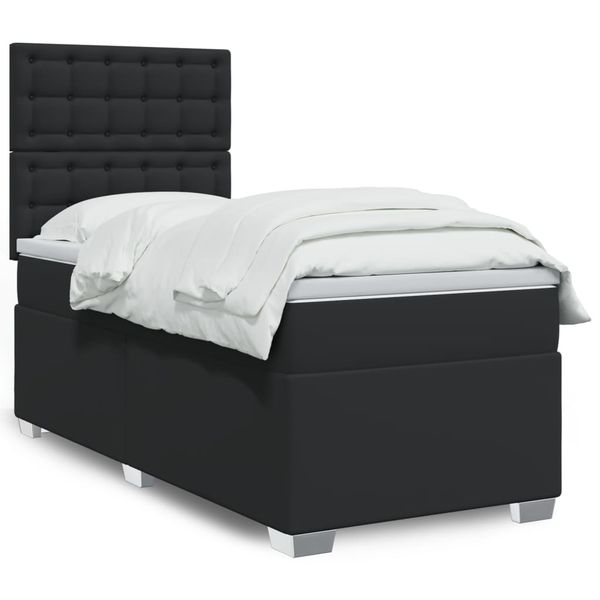 vidaXL Boxspring posteľ s matracom čierna 90x200 cm umelá koža