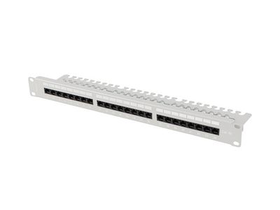 Lanberg patch panel 24 portov 1U 19'' CAT.5E utp s policiou šedý