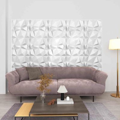 vidaXL Nástenné panely 12 pcs Diamond Biele 50 x 50 cm XPS Pena