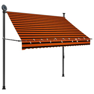 vidaXL Ručne zaťahovacia markíza s LED 200 cm, oranžovo hnedá