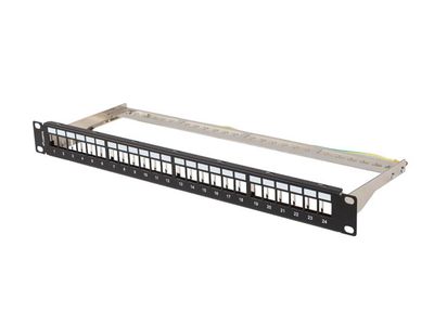Patch panel 24 portov 1U 19'' ftp pro moduly keystone čierny lanberg